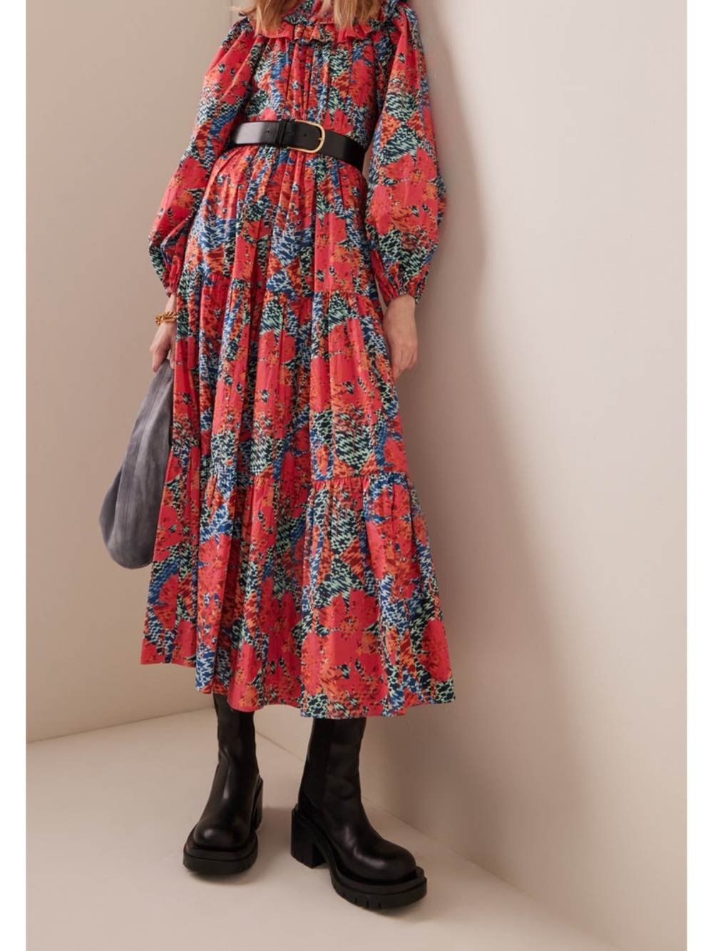 Ulla Johnson Beatrix Prism Floral Maxi Dress Size 6 Belted Ruffle Boho Luxury - Picture 3 of 16